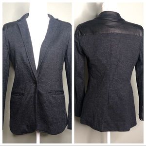 Club Monaco wool blend faux leather detail blazer